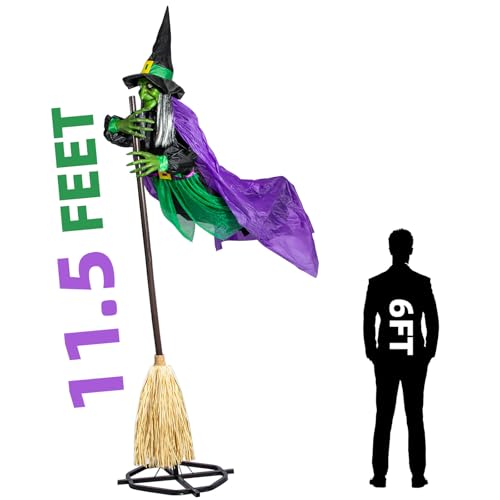 12 Ft Animated Hovering Witch with Sound & Touch Activated Sensor V5032
