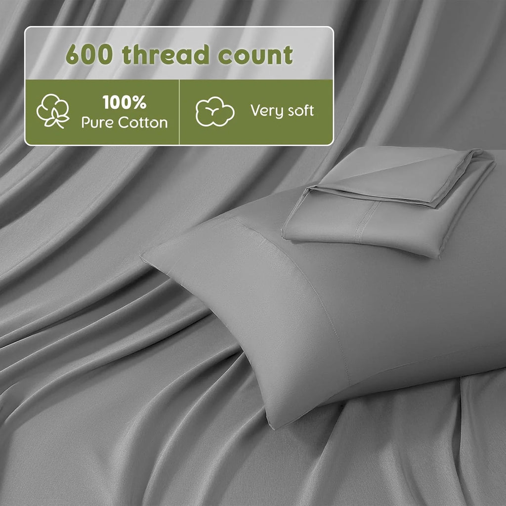 King Size 4 PC Cotton Sateen Bed Sheet Set with 16" Deep Pocket U28781