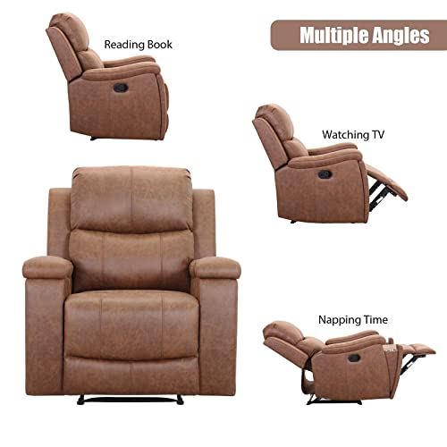 Red Brown Leather Manual Recliner Chair P554