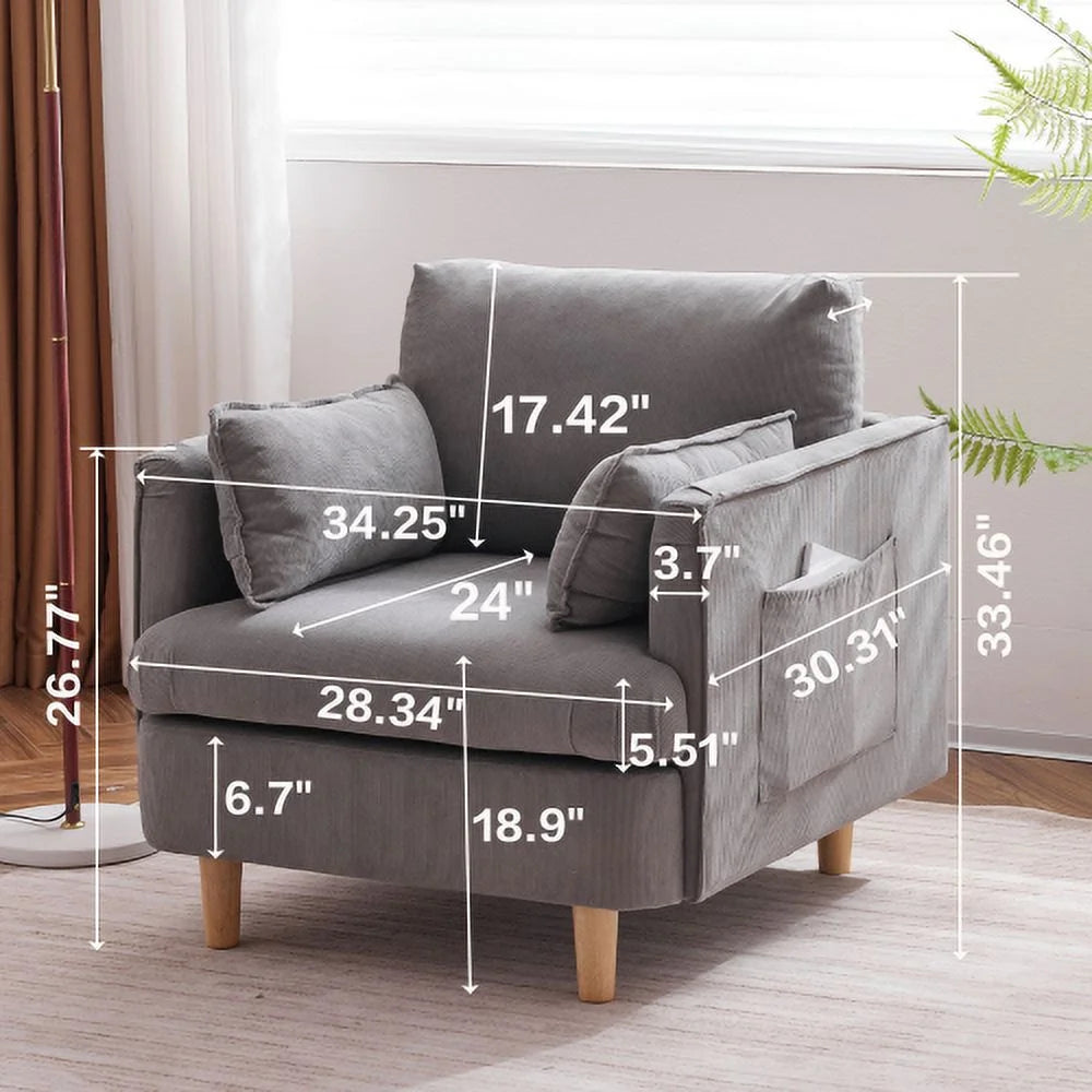 Upholstered Armchair with 2 Pillow J5198