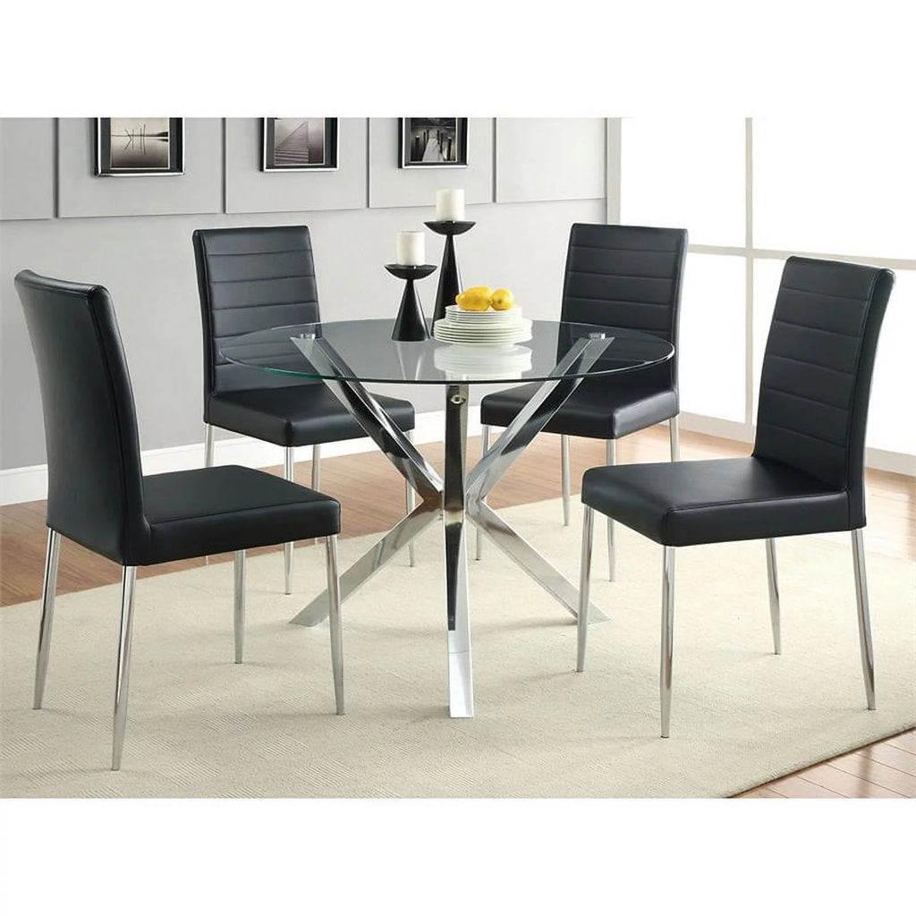 5 Piece Round Glass Top Dining Table and 4 Chairs X21336