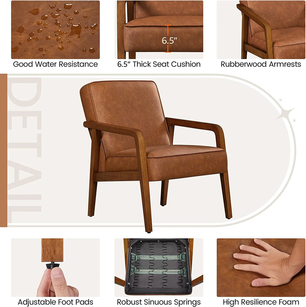 Light Brown 2 Pieces PU Leather Accent Chair E749799