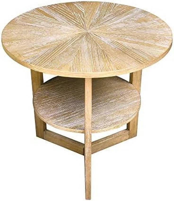 Round Solid Natural Oak Wood End Tables 25x25x24 in N461954