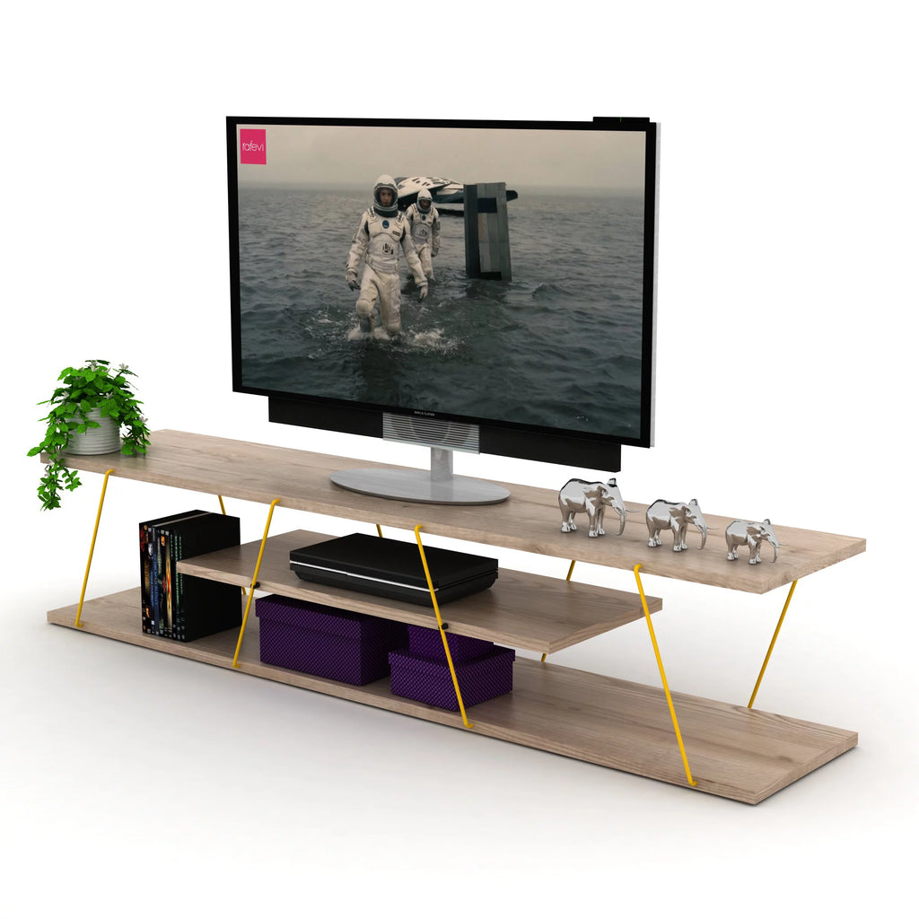 Mid Century Modern 4 Shelves 56 inch Low Tv Stand R66287