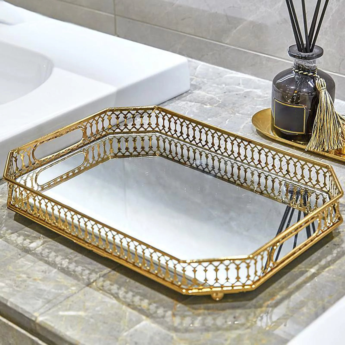 Gold Mirror Tray V685