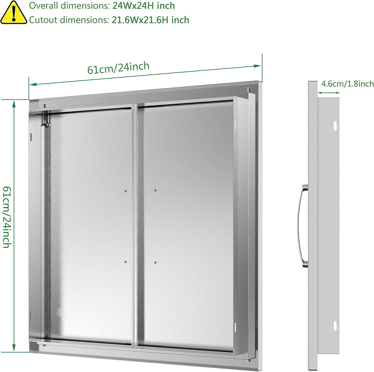 Stainless Steel 24''W x 24''H Outdoor Kitchen Doors V14852