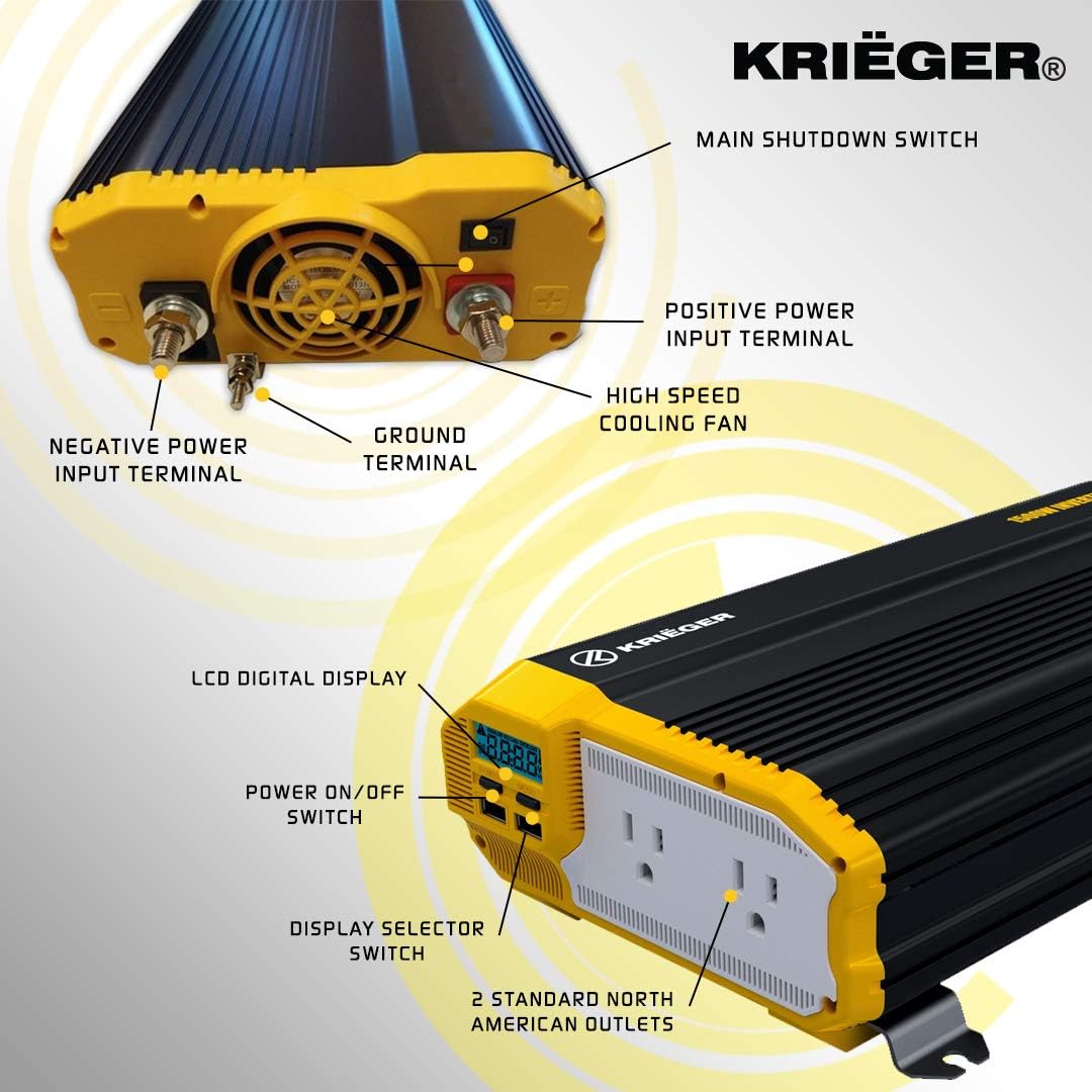 1500 Watts Power Inverter 12V to 110V Modified Sine Wave Car Inverter J625