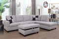 Grey White Right Hand Facing Sofa & Chaise with Ottoman Z216606
