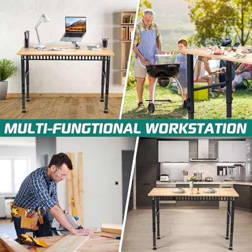 Adjustable Heavy Duty 2000 LBS Load Capacity Hardwood Workbench F257091
