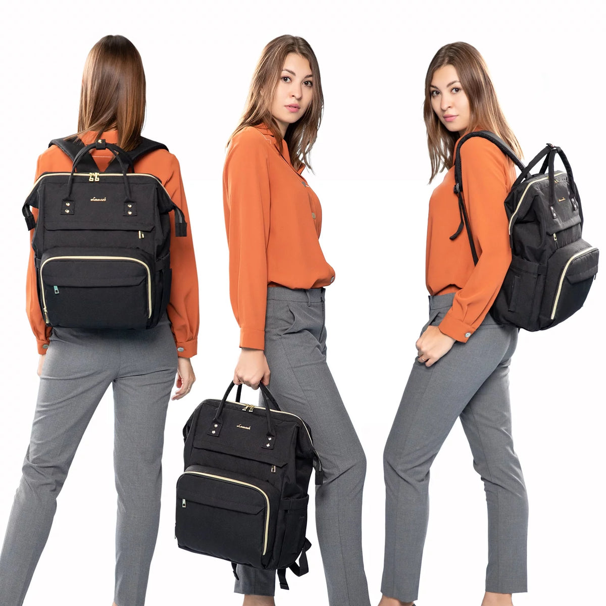 17" Waterproof Laptop Backpack with USB-Black O97326