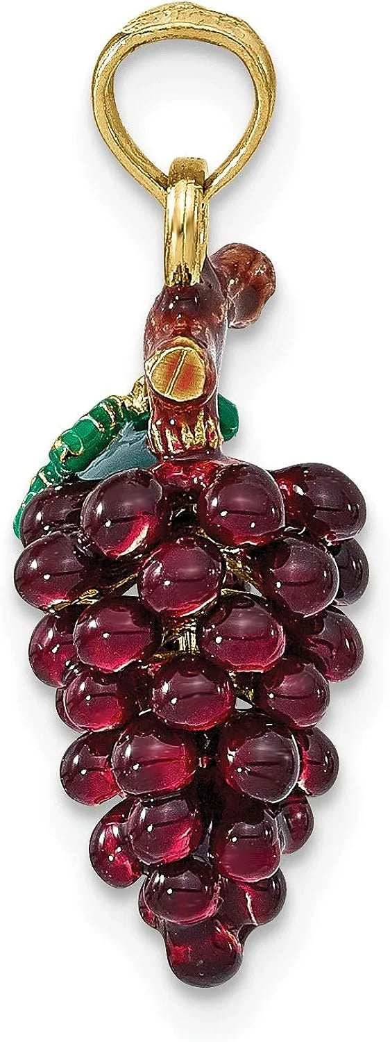 14K Yellow Gold Enamel Grapes W1554