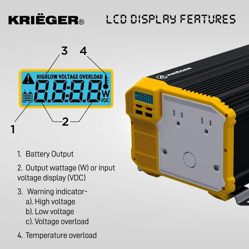1500 Watts Power Inverter 12V to 110V Modified Sine Wave Car Inverter J625