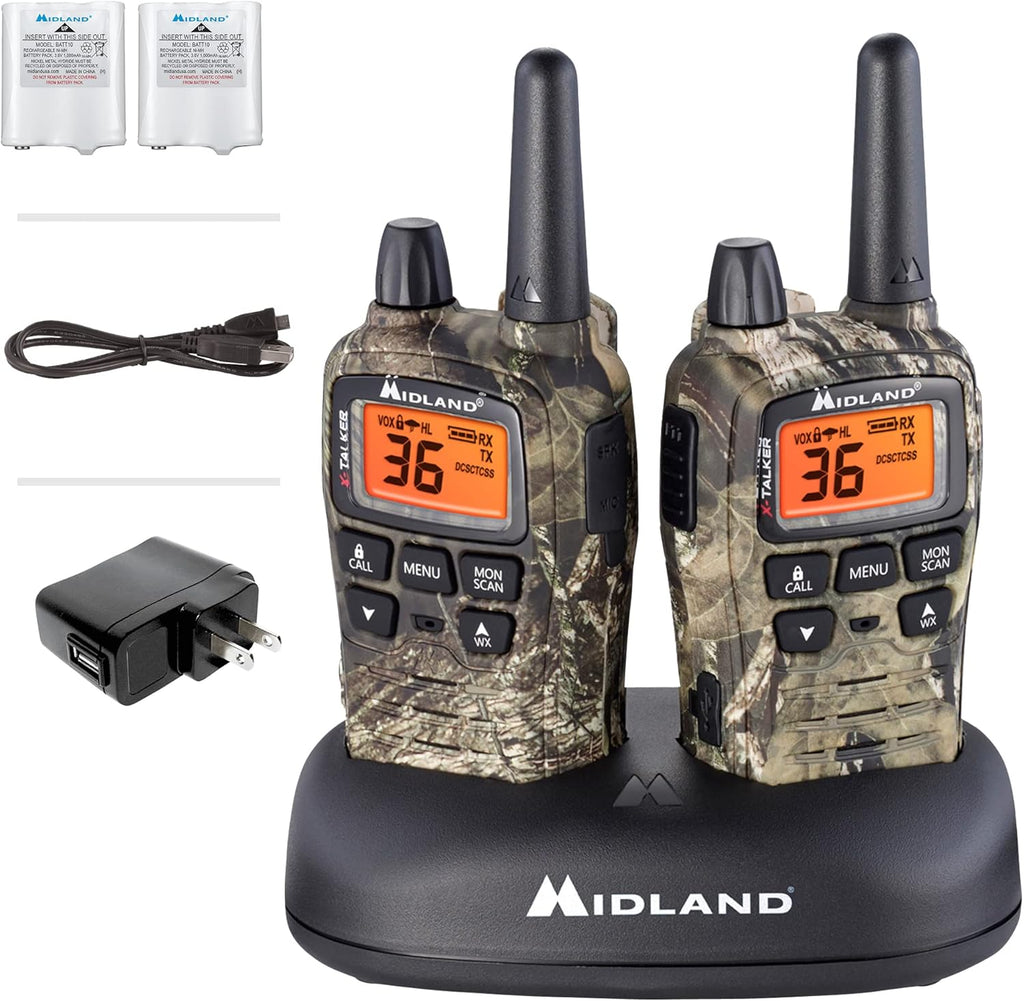 36 Channel FRS Two-Way Radio Walkie Talkie, Black/Silver, Pack of 4 U3625