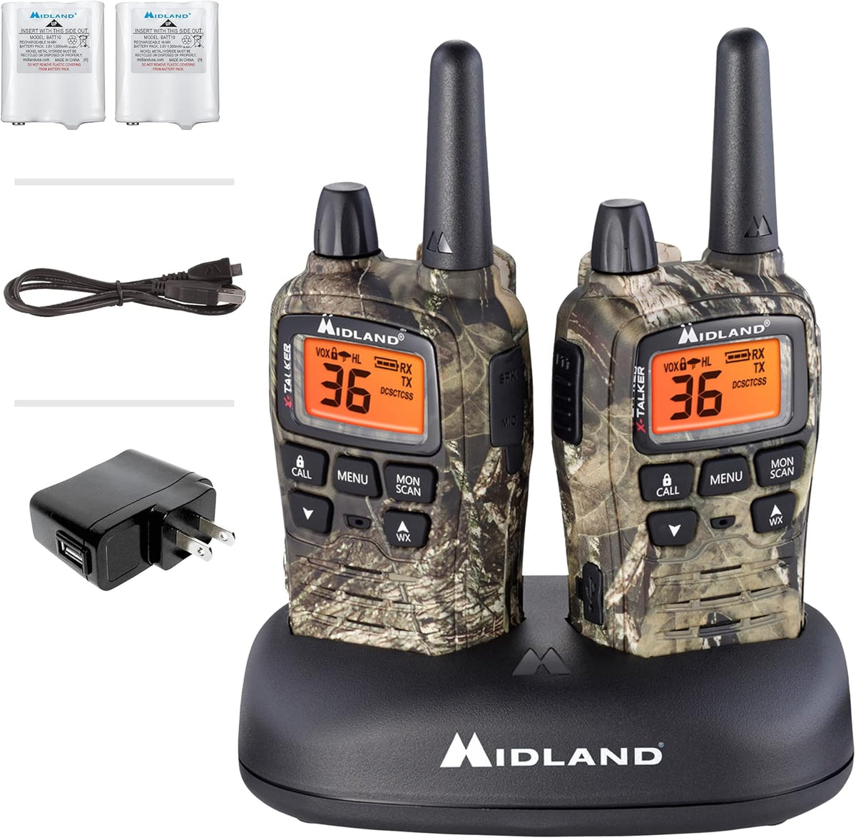 36 Channel FRS Two-Way Radio Walkie Talkie, Black/Silver, Pack of 4 U3625