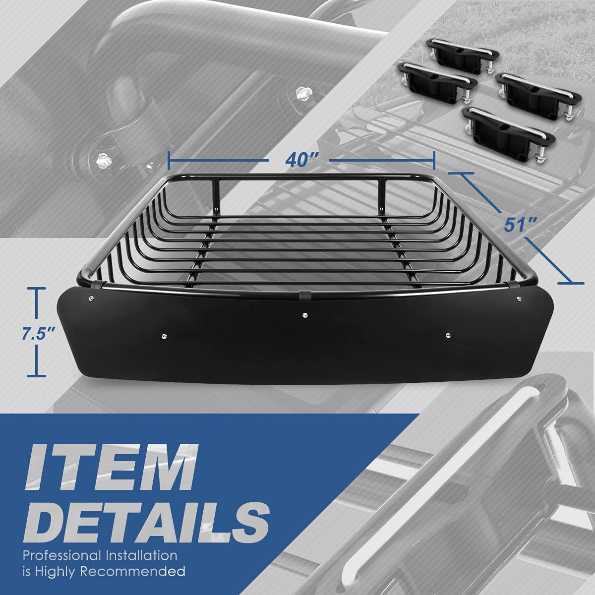 Mild Steel Roof Rack Top Cargo Carrier Basket T953413