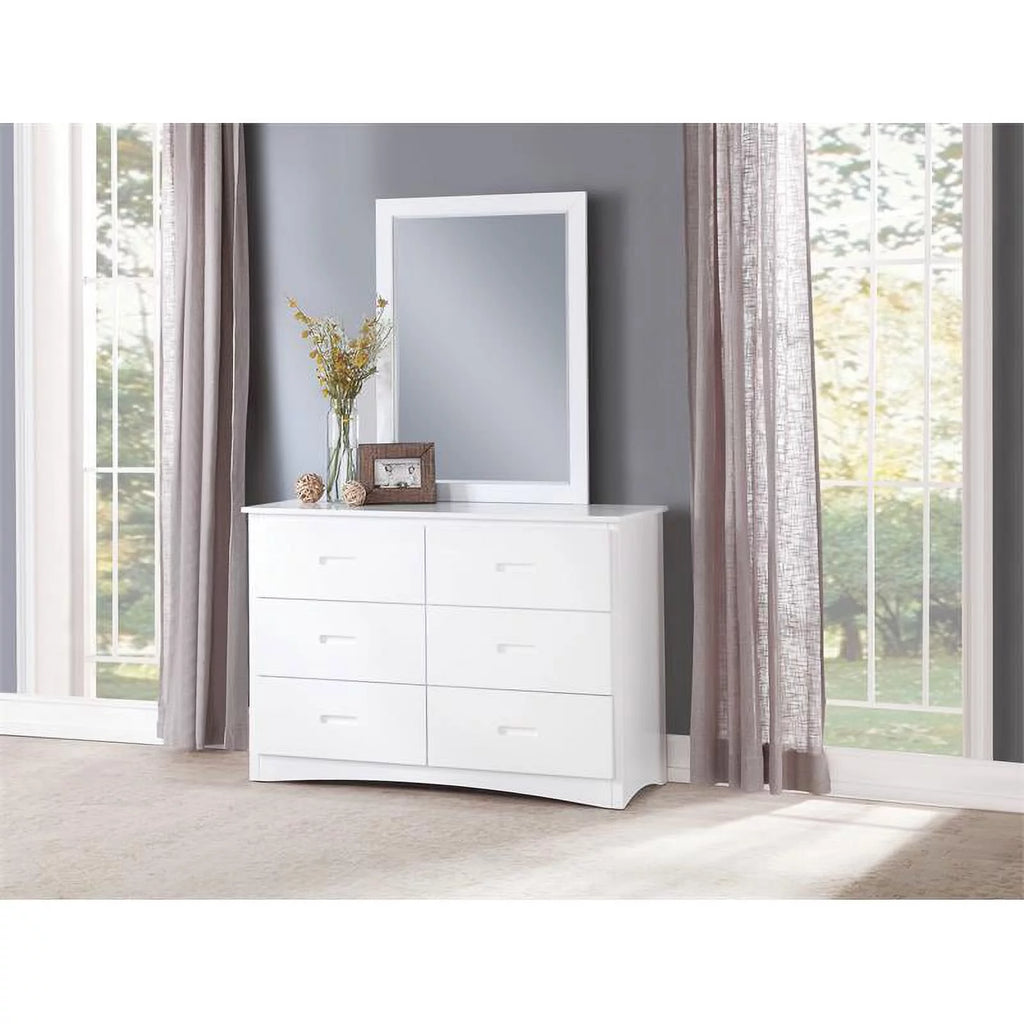 White 6 Drawer Transitional Wood Dresser V618