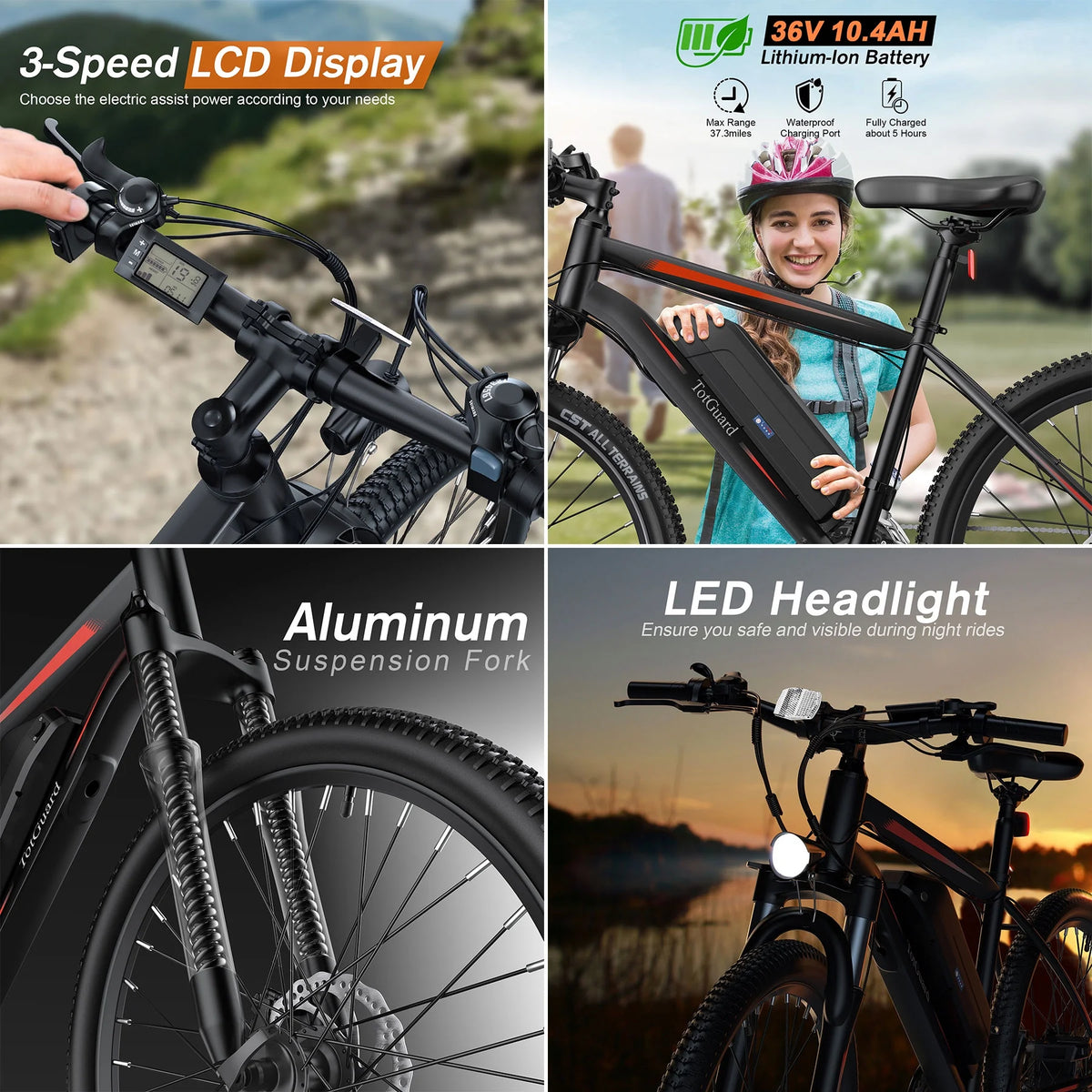 Electric Bike 26 350W 36V 374.4WH Shimano 21 Speed P730