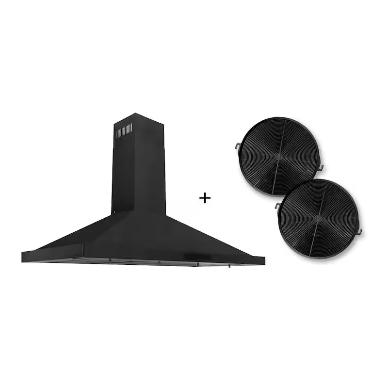 48 in. 400 CFM Convertible Wall Mount Range Hood in Black Stainless Steel with 2 Charcoal Filters O121917