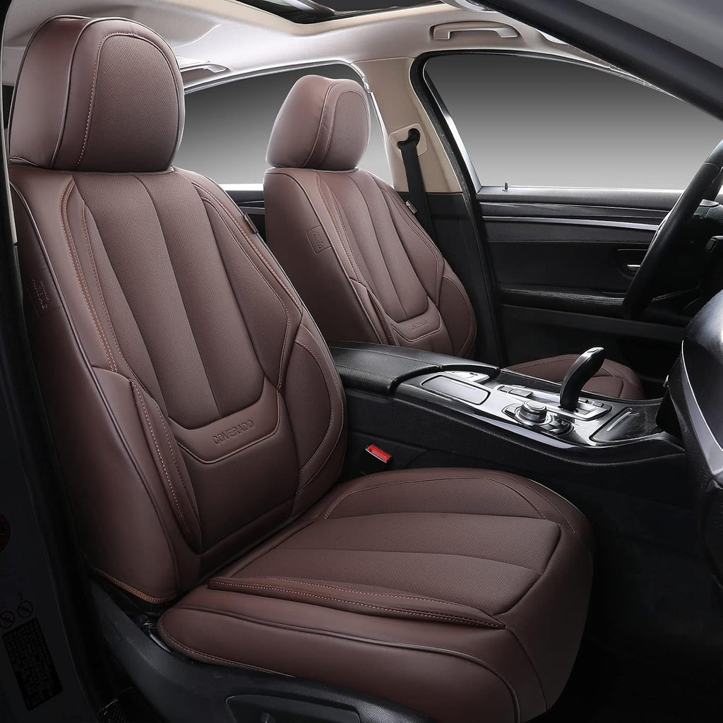 Black Waterproof Nappa Leather Front Seat Covers 2 Pieces R343