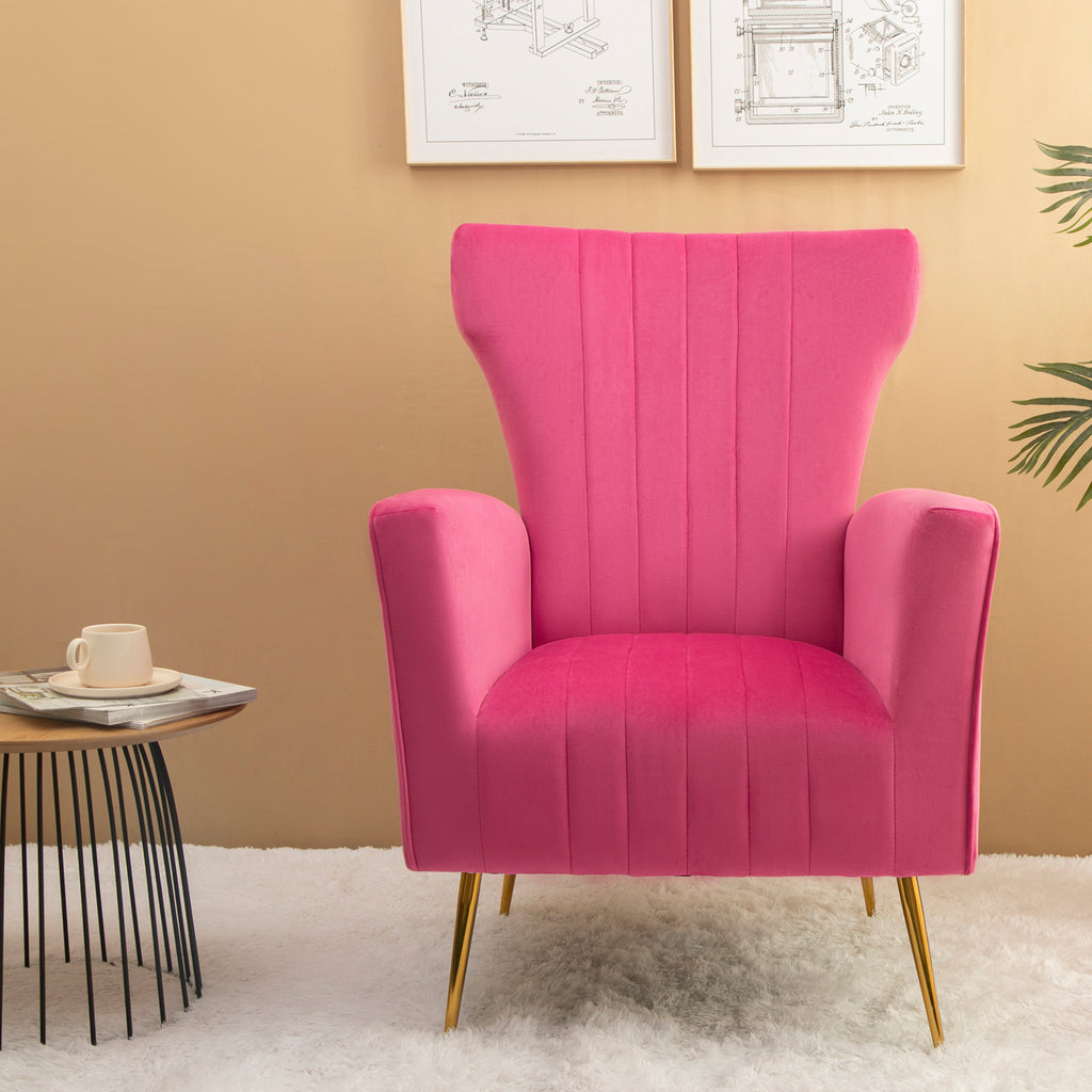 Velvet Wingback Accent Chair with Gold Legs K740