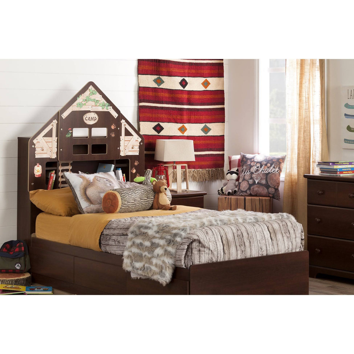 Twin Bookcase Headboard with Decals W490699