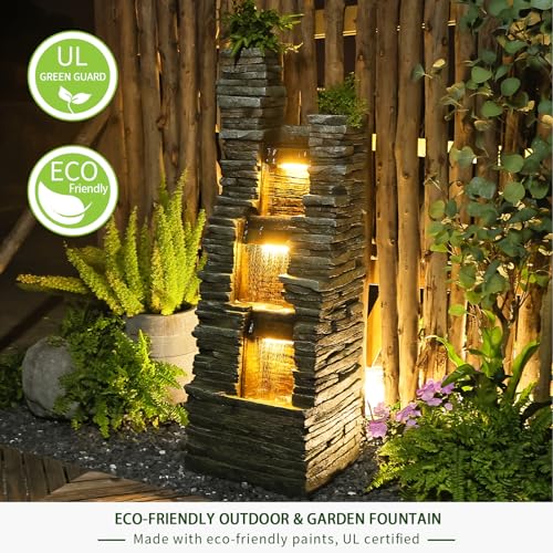 37.4 inches Tall Freestanding Fountain with LED Lights O290