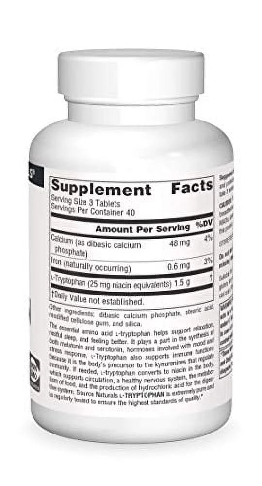 L-Tryptophan 500 mg Amino Acid Supplement 120 Tablets F4198
