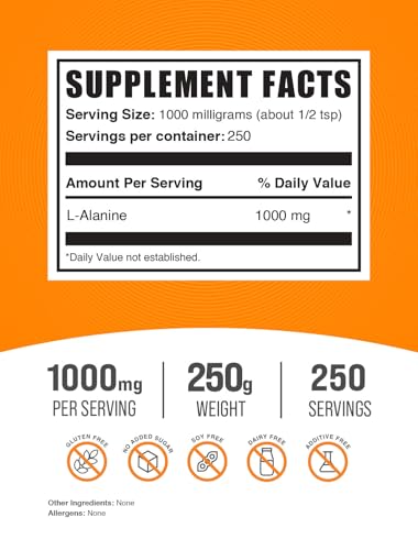 L-Alanine 1000mg Amino Acid Powder, 3.5 oz N944