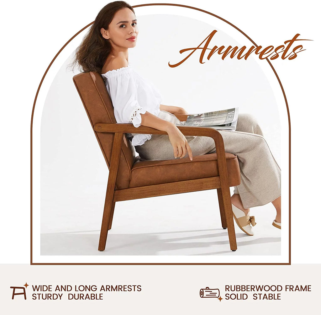 Light Brown 2 Pieces PU Leather Accent Chair E749799