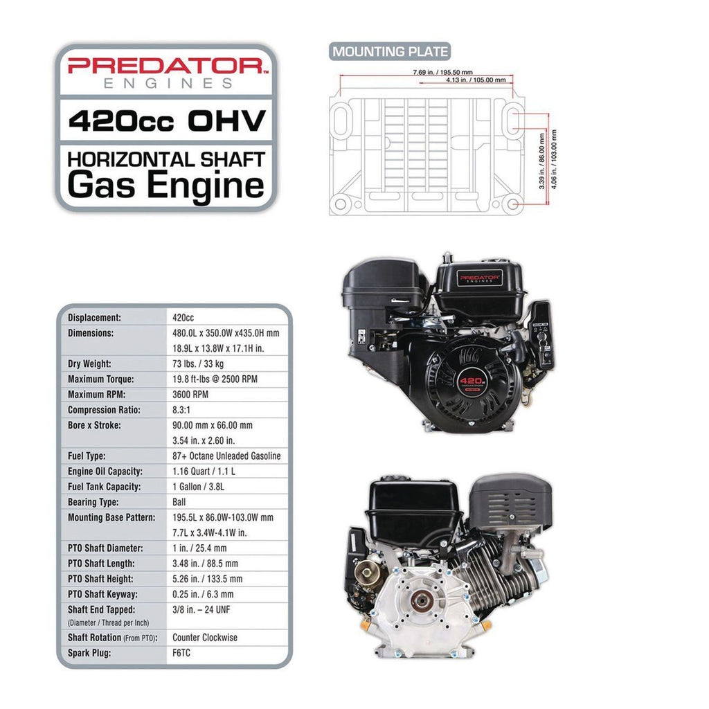 13 HP (420cc) OHV Horizontal-Shaft Gas Engine C660408