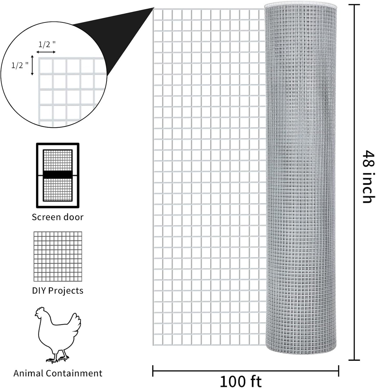 Galvanized Wire Mesh 48inx100ft 19 Gauge P826
