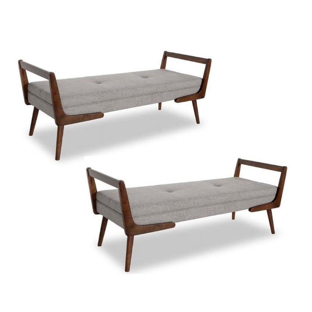 2 Piece Poppy Bench Set in Gray and Brown Q810