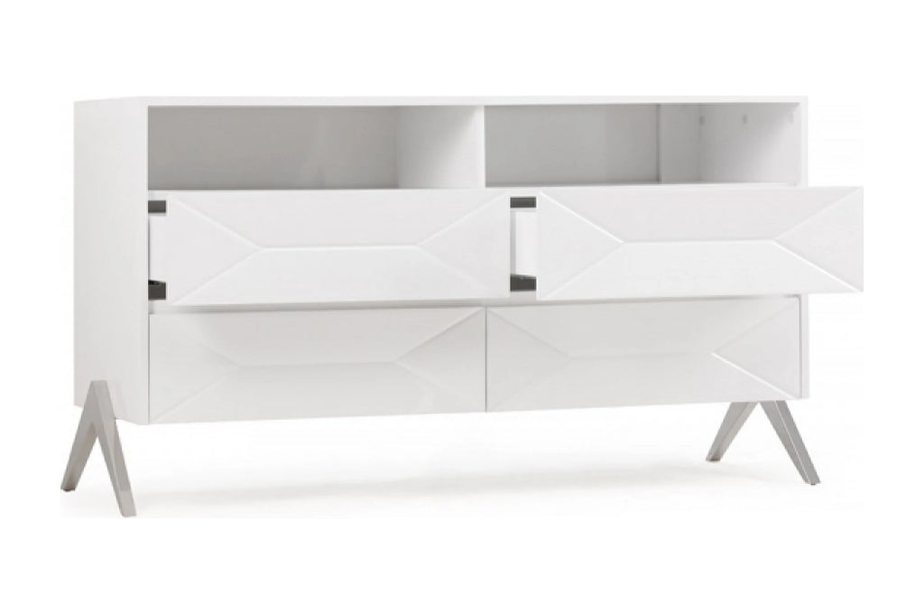 White Manufactured Wood Four Drawers Double Dresser E509