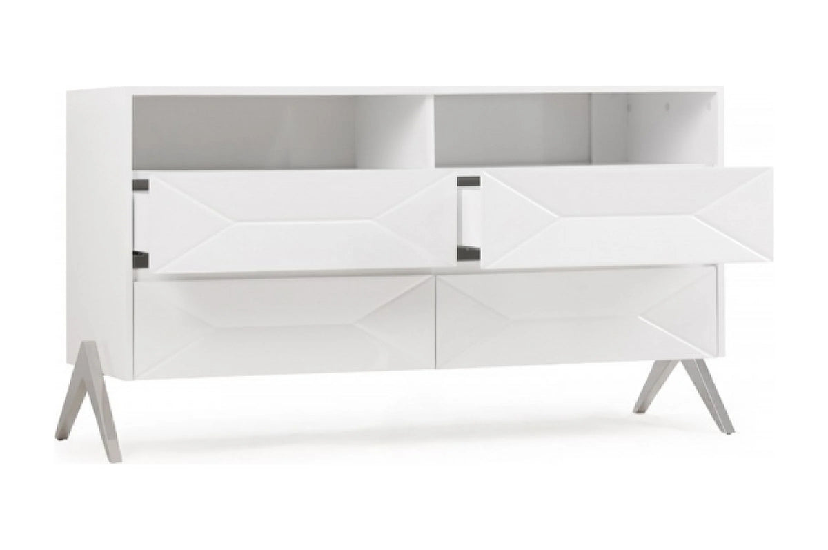 White Manufactured Wood Four Drawers Double Dresser E509