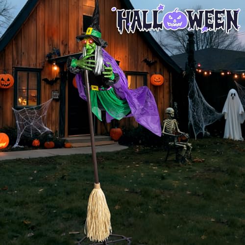 12 Ft Animated Hovering Witch with Sound & Touch Activated Sensor V5032