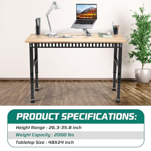 Adjustable Heavy Duty 2000 LBS Load Capacity Hardwood Workbench F257091