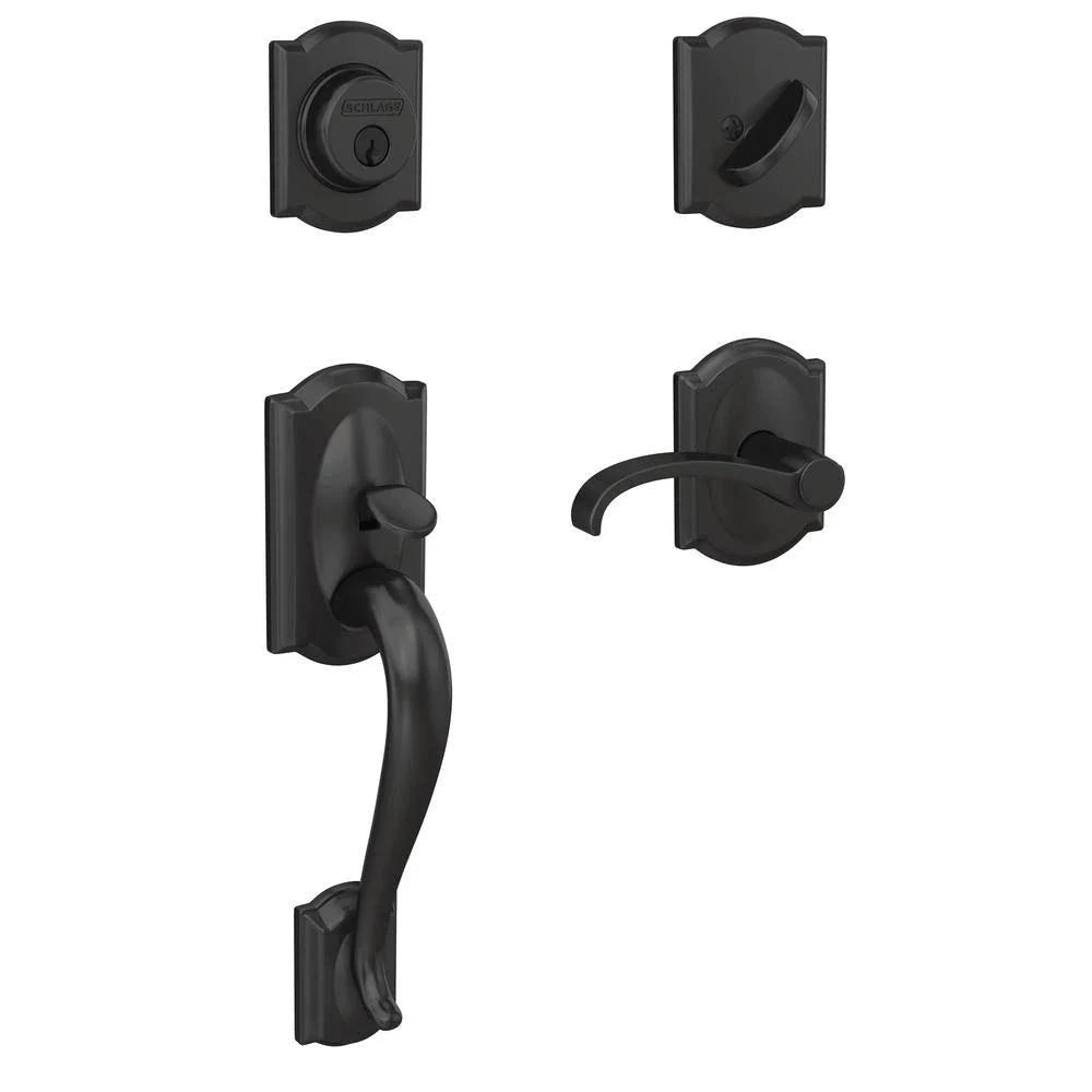 Matte Black Single Cylinder Door Handleset with Door Lever K81337