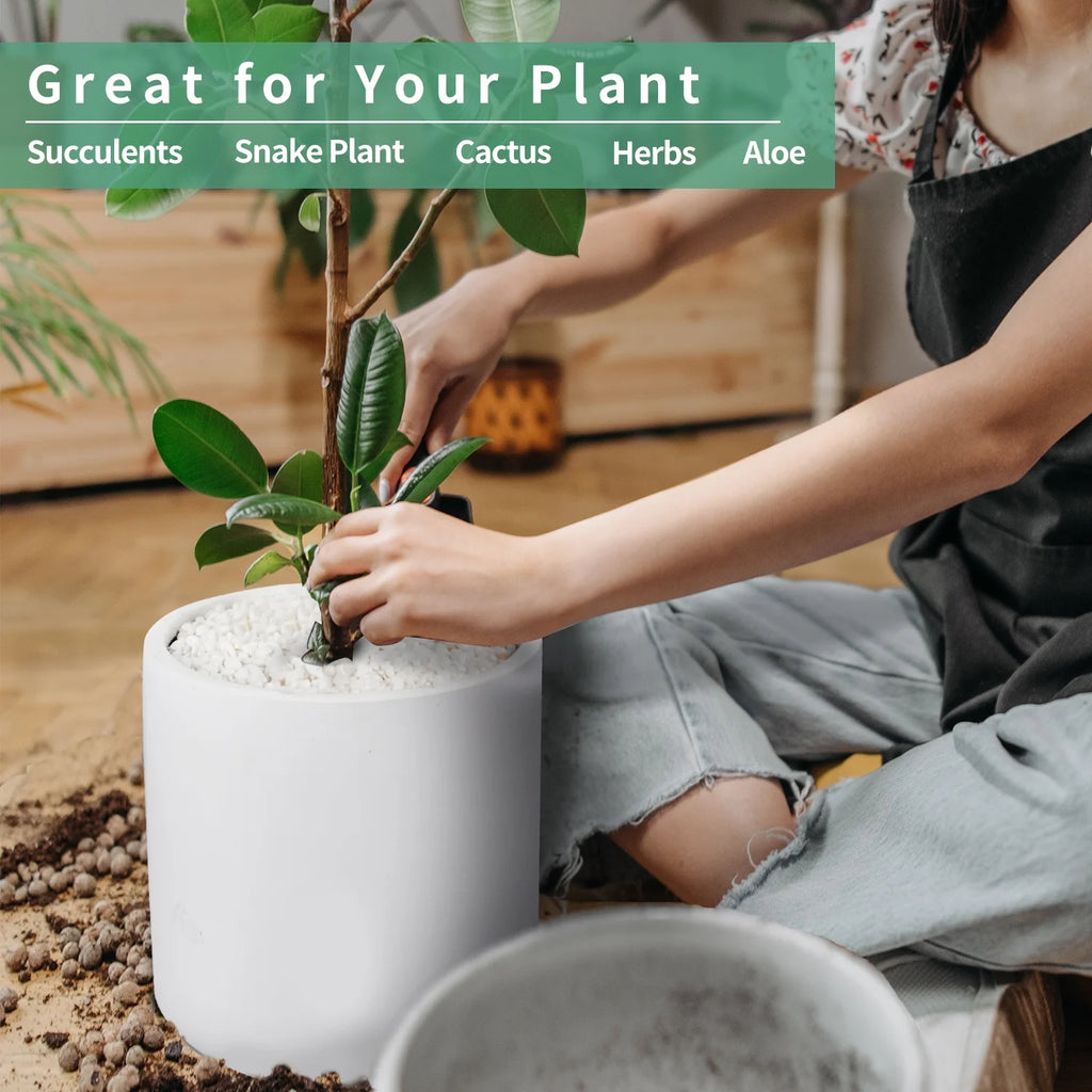 Ceramic Plant Pots with Drainage Hole (White) U23748