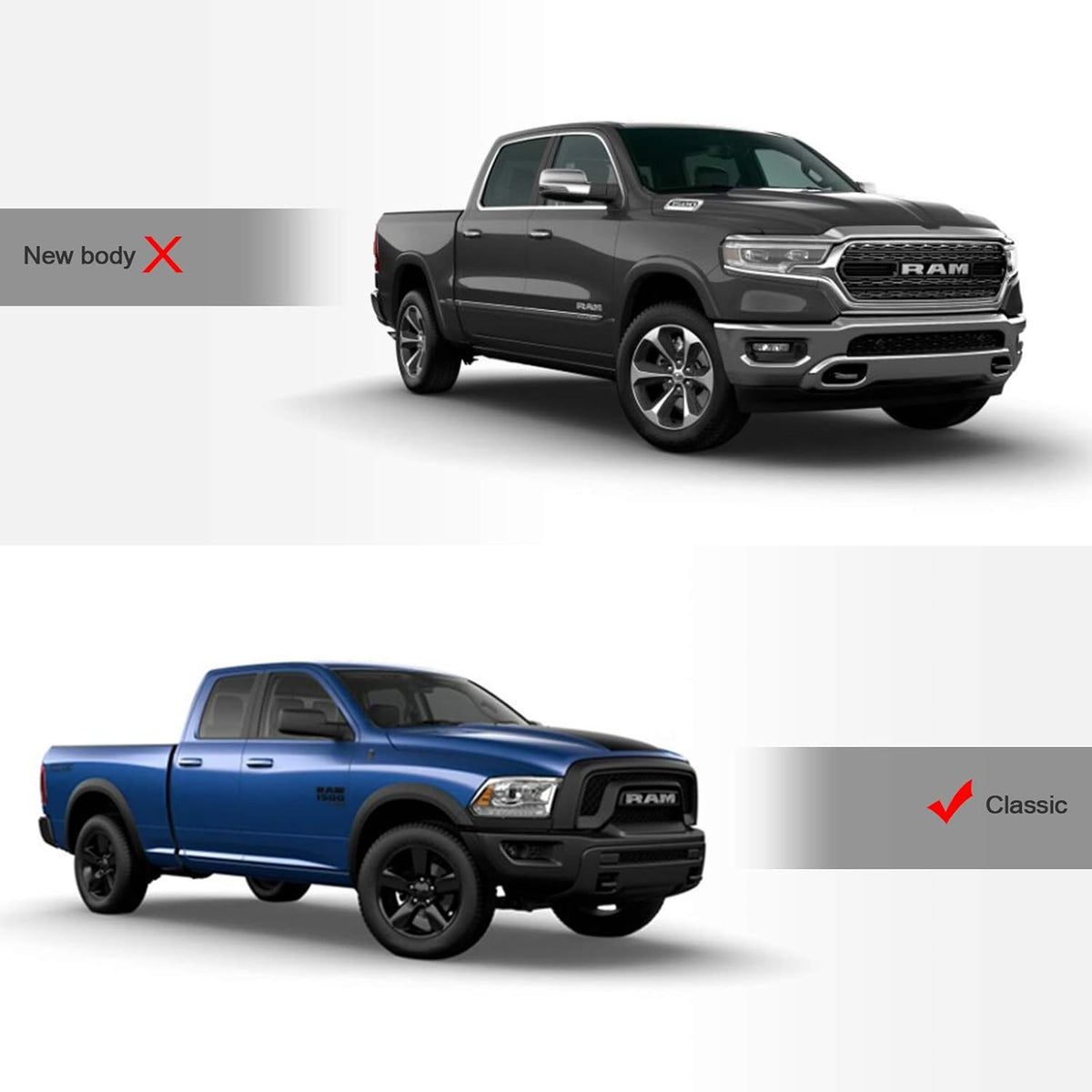 Matte Black Nerf Bars Running Boards for Ram 1500 Quad Cab G386784