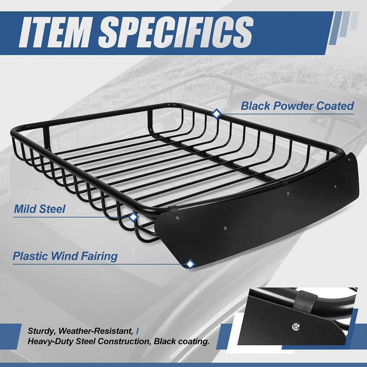Mild Steel Roof Rack Top Cargo Carrier Basket T953413