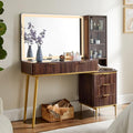 48" Glass Top Vanity Desk with Lighted Mirror and 5 Drawers P786671