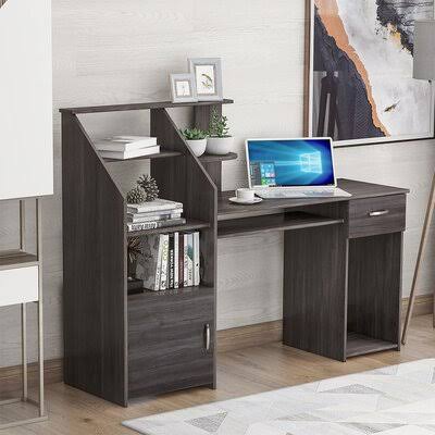 Gray Desk with Hutch C26087