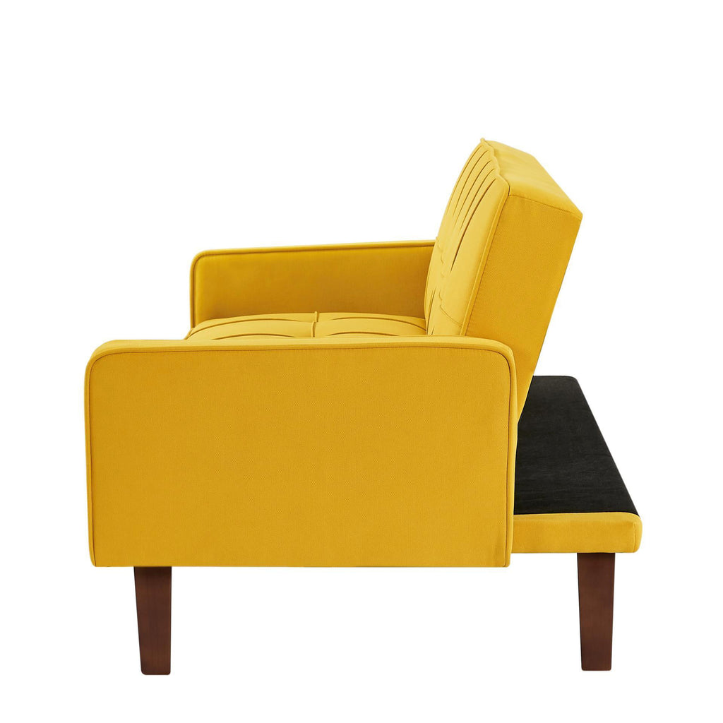Yellow Linen Convertible Sleeper Sofa with Removable Armrests H7318