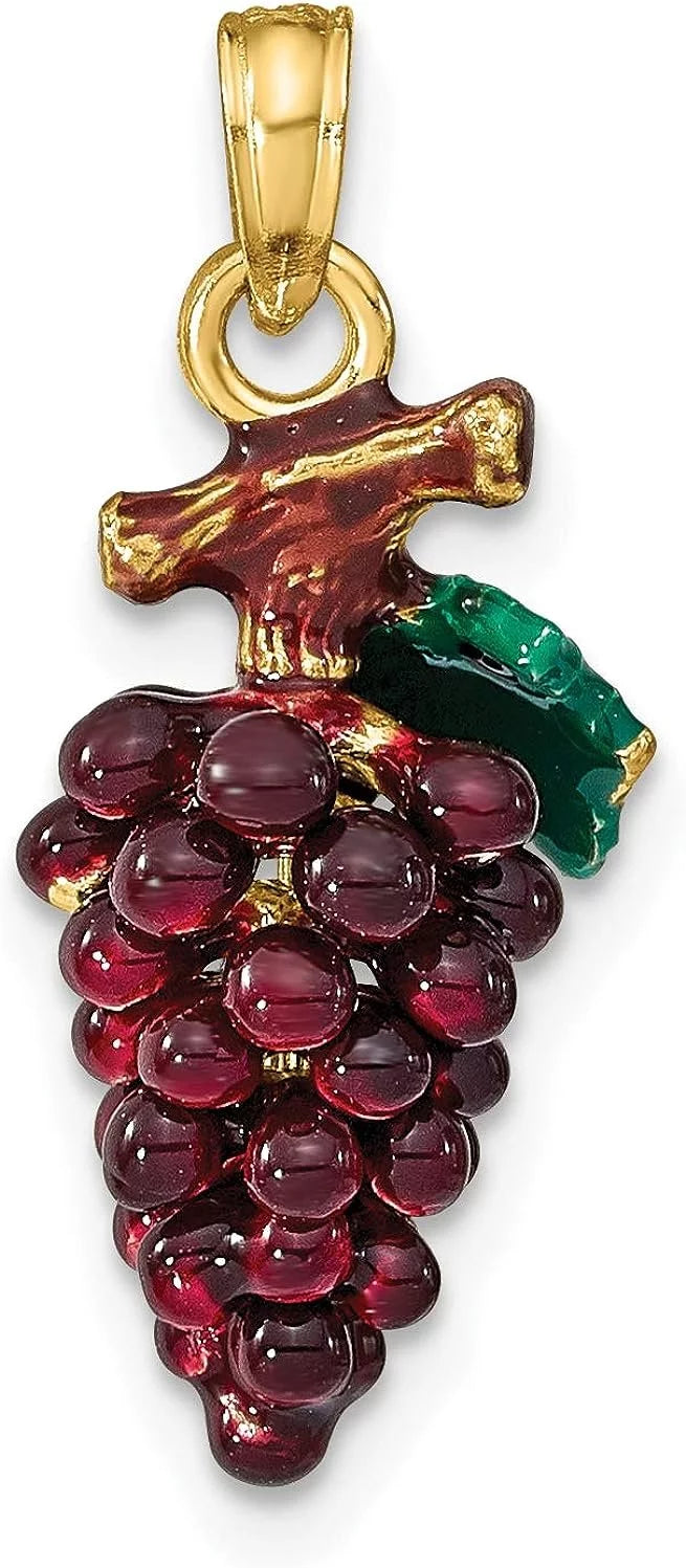 14K Yellow Gold Enamel Grapes W1554