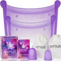 Menstrual Cup Starter Kit Set of 2 Reusable Silicone Cups Small Large Purple D7743