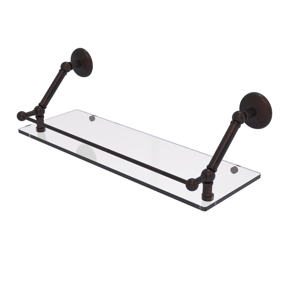 30 in. Floating Glass Shelf with Gallery Rail Antique Pewter F548