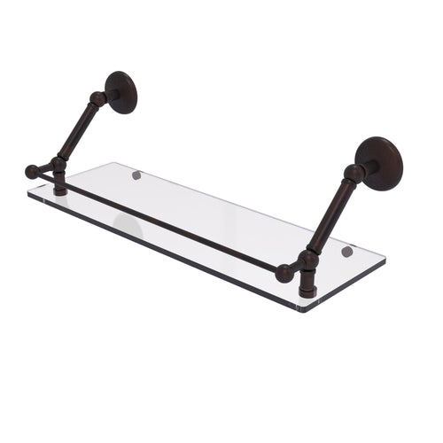 30 in. Floating Glass Shelf with Gallery Rail Antique Pewter F548