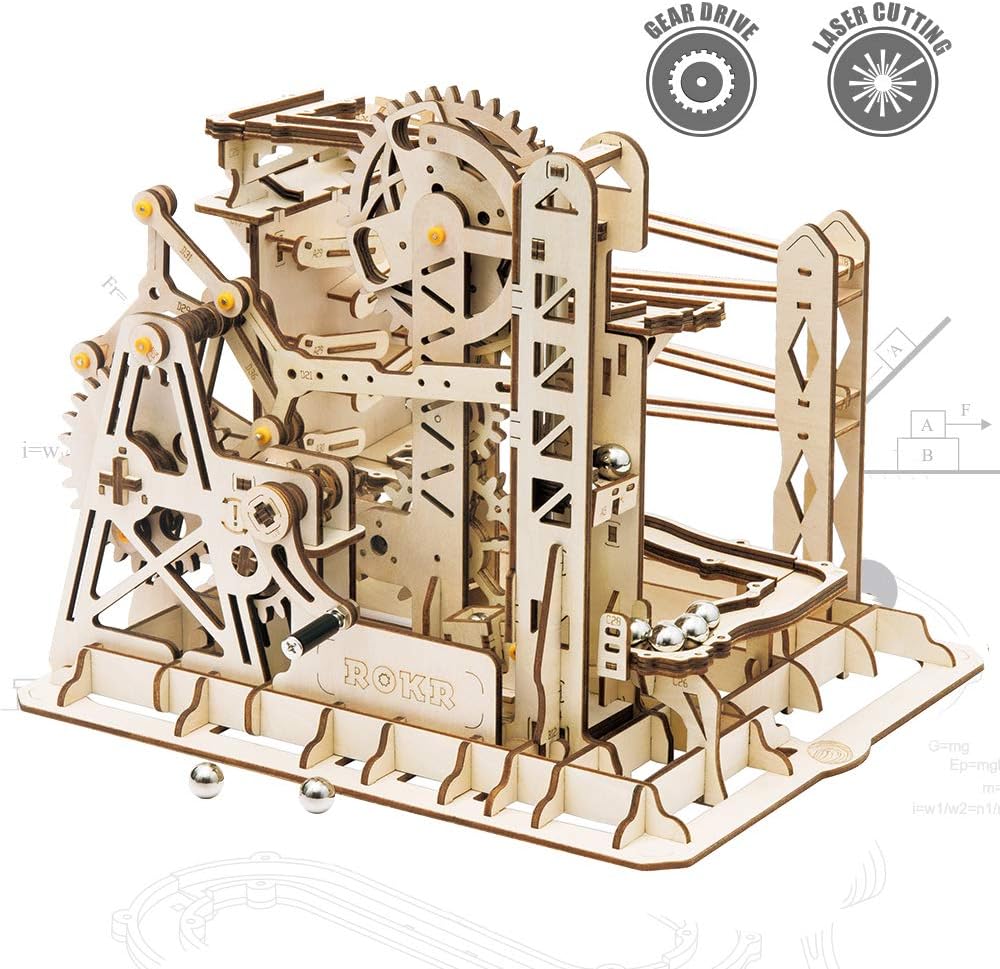 3D Wooden Puzzle Mechanical Gears Marble Run Model Kit Z78834