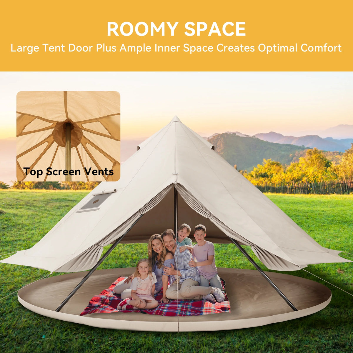 4 Seasons Waterproof Cotton Camping Tent with Stove Jacks G46024