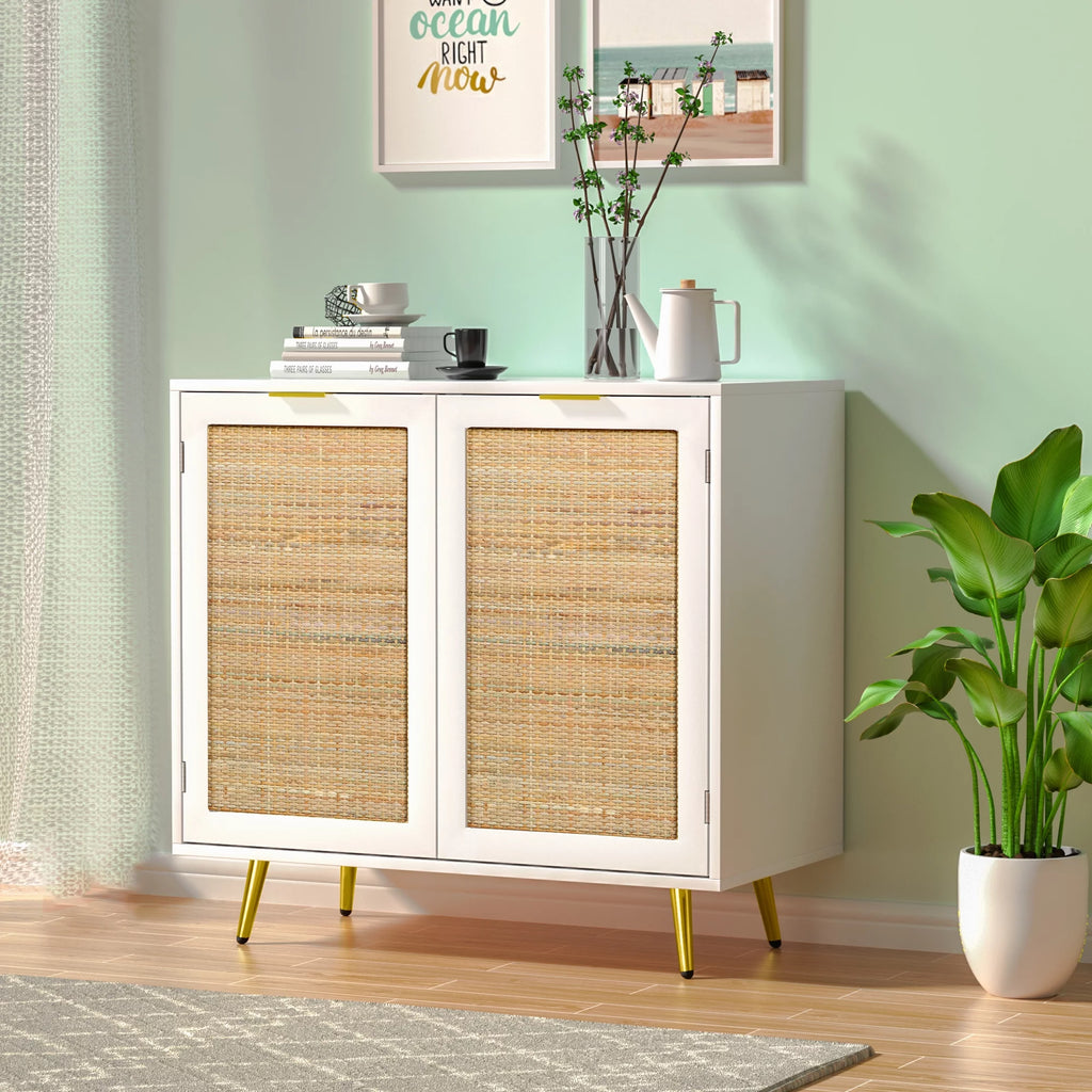 Black 2 Rattan Door Accent Cabinet M89681